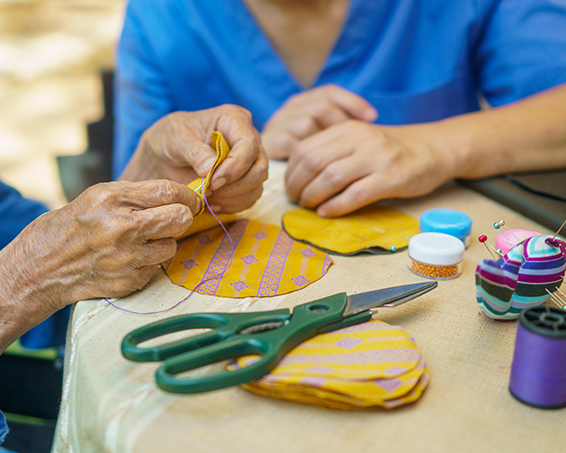 residents stitching 