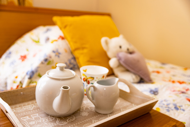 Tea on bed table